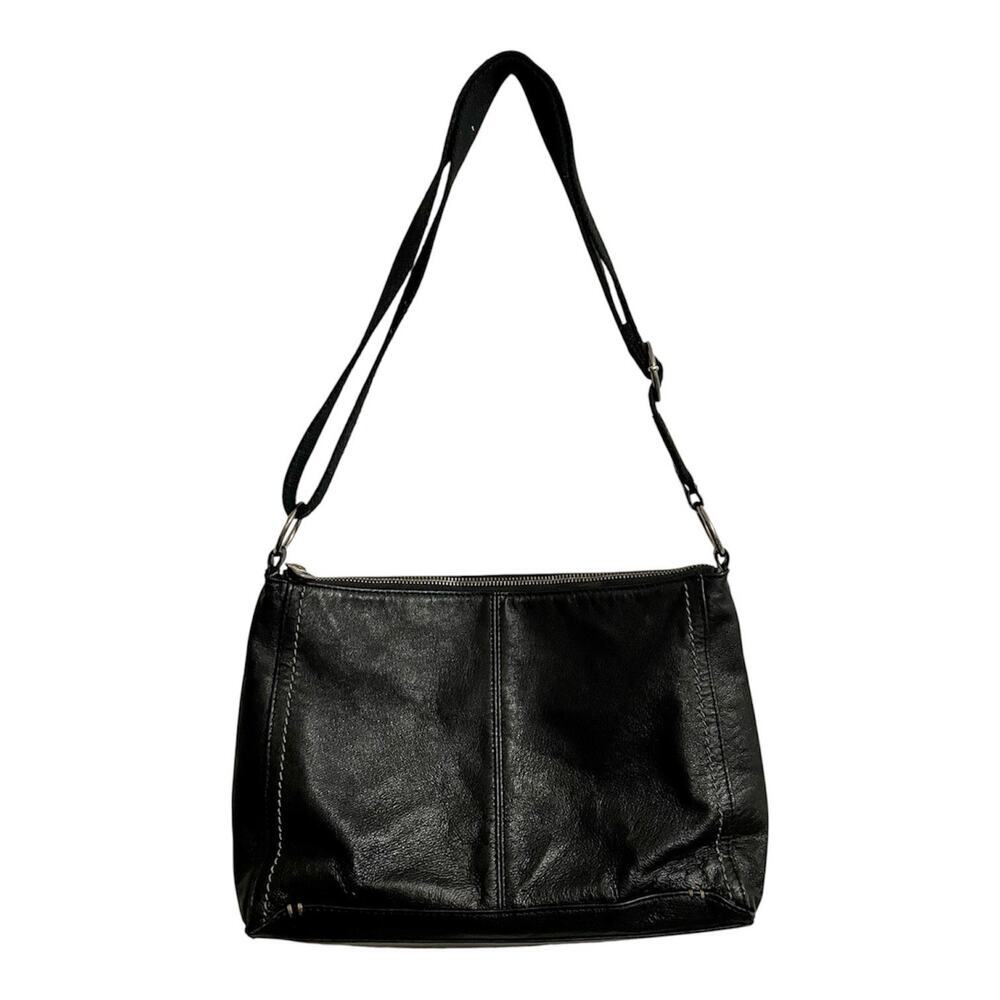 The Sak Iris Black Pebble Leather Shoulder Bag Hobo Adjustable Strap Boho